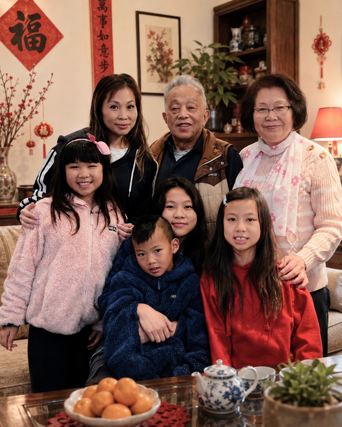The SproutLingo founder with her children and their grandparents